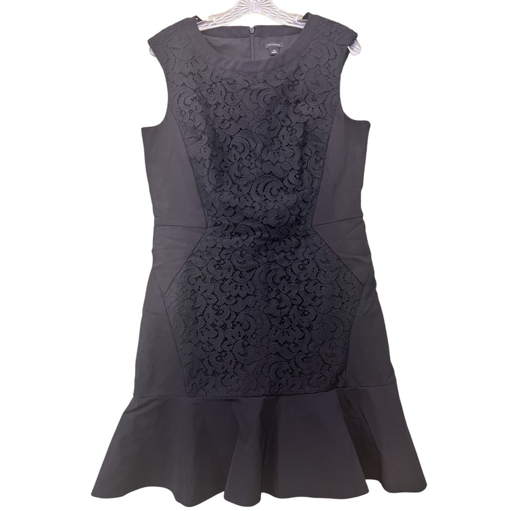 Ann Taylor Back Lace Sheath Dress Sleeveless Peplum Hem Career Cocktail Women 12